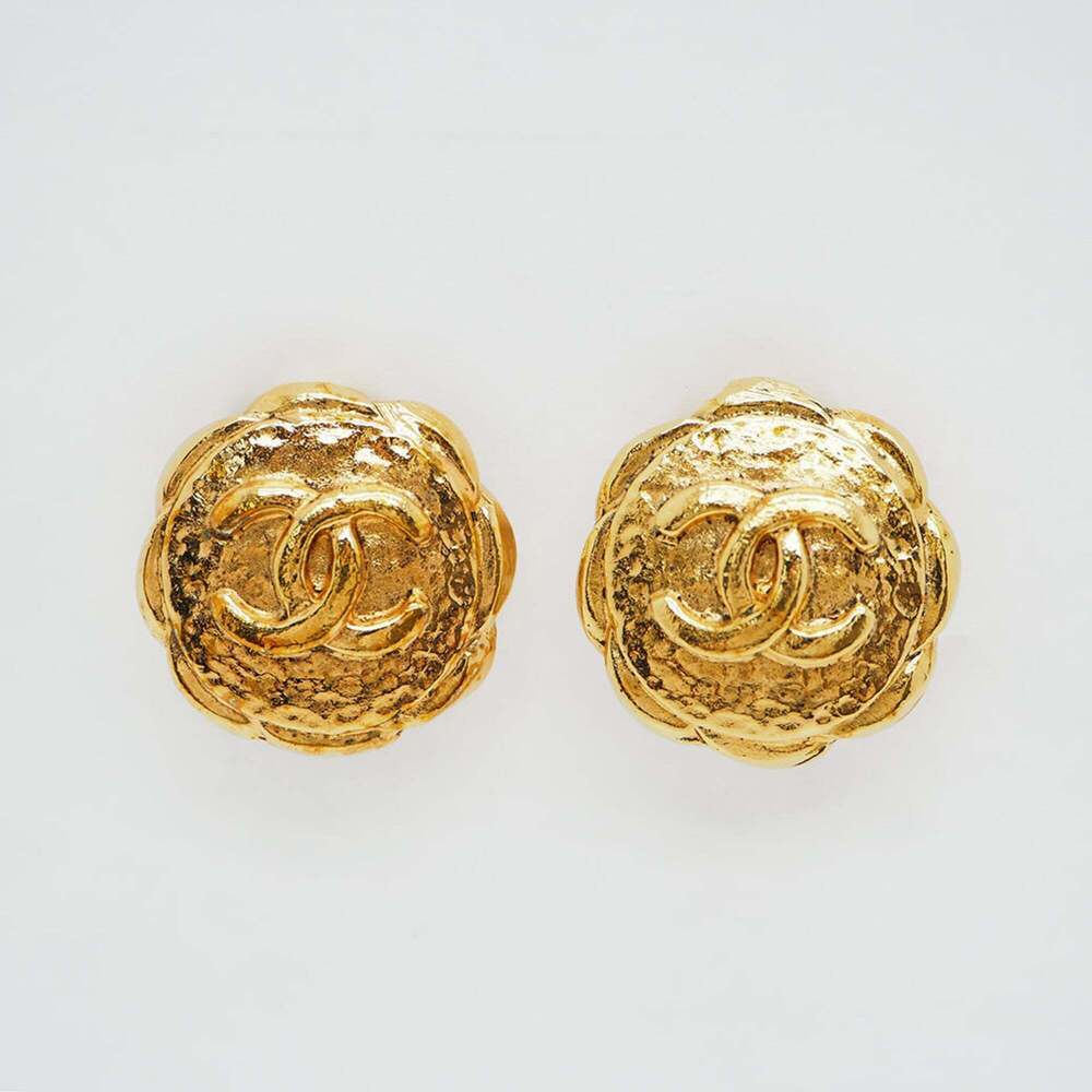 CHANEL Gold Logo Earrings